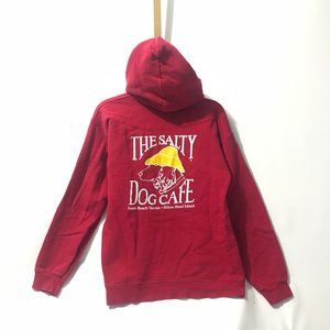 Vintage Y2K The Salty Dog Cafe Hoodie Hanes Red Sweatshirt Mens Size Small 34-36